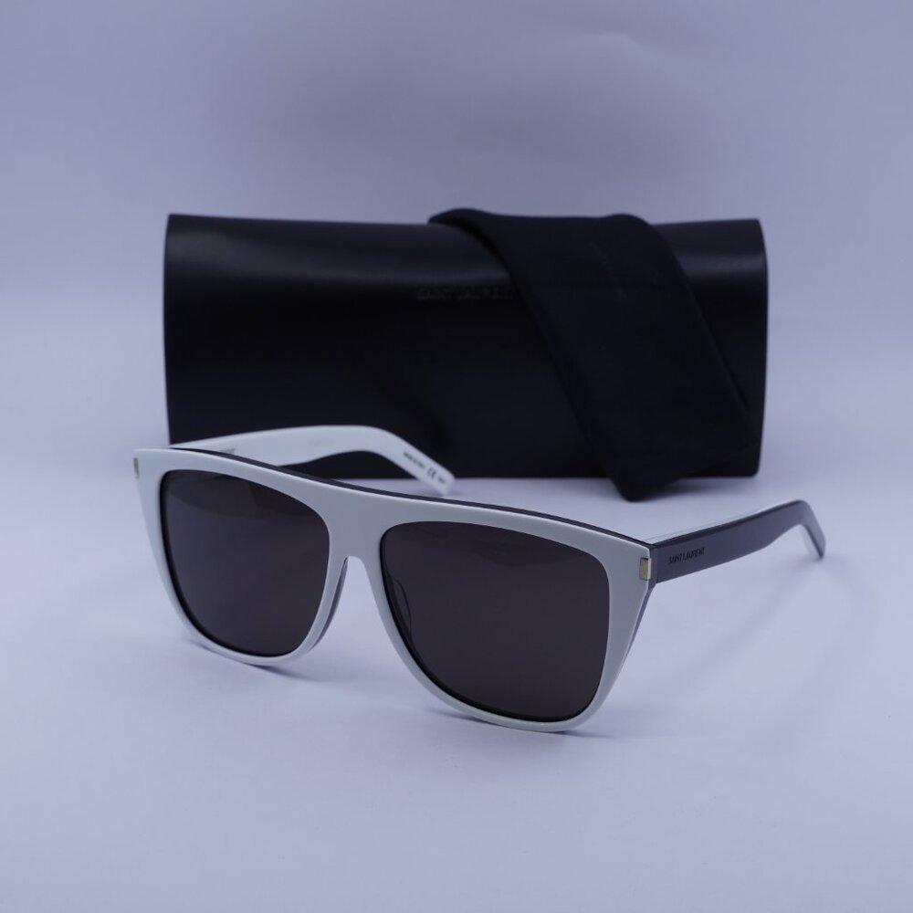 Saint Laurent SL1 020 Square Sunglasses - White/Black/Grey